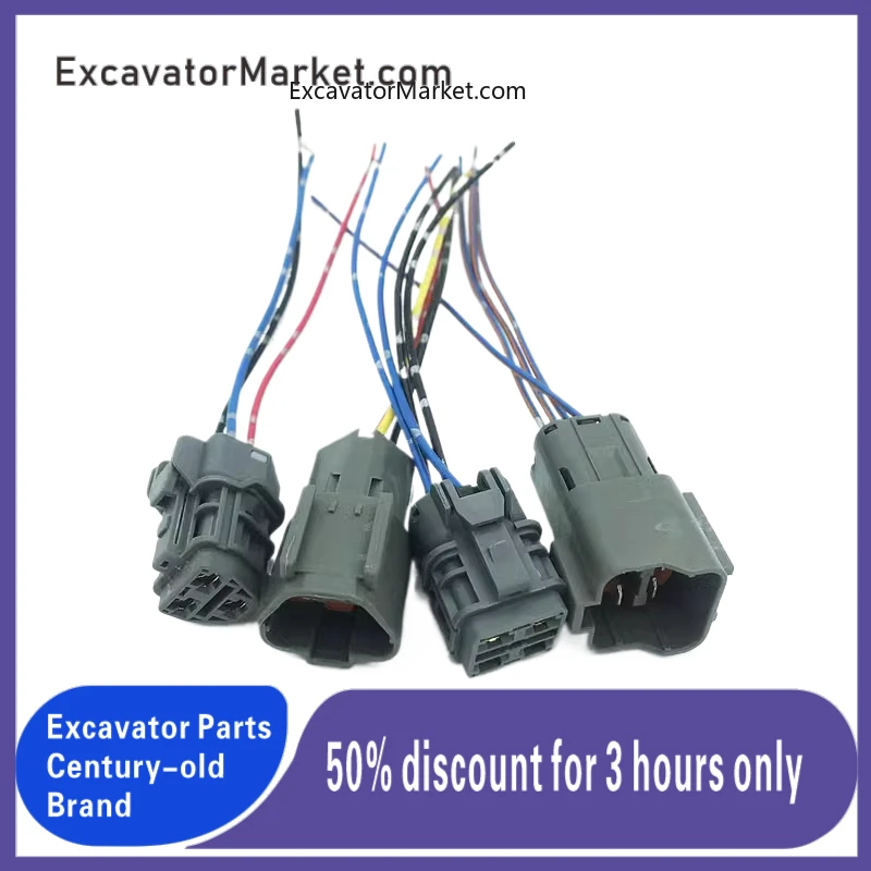 For Komatsu Pc120/200/220-5-6 Throttle Motor Motor Three Four Wire Harness Plug Docking Excavator Accessories High Quality