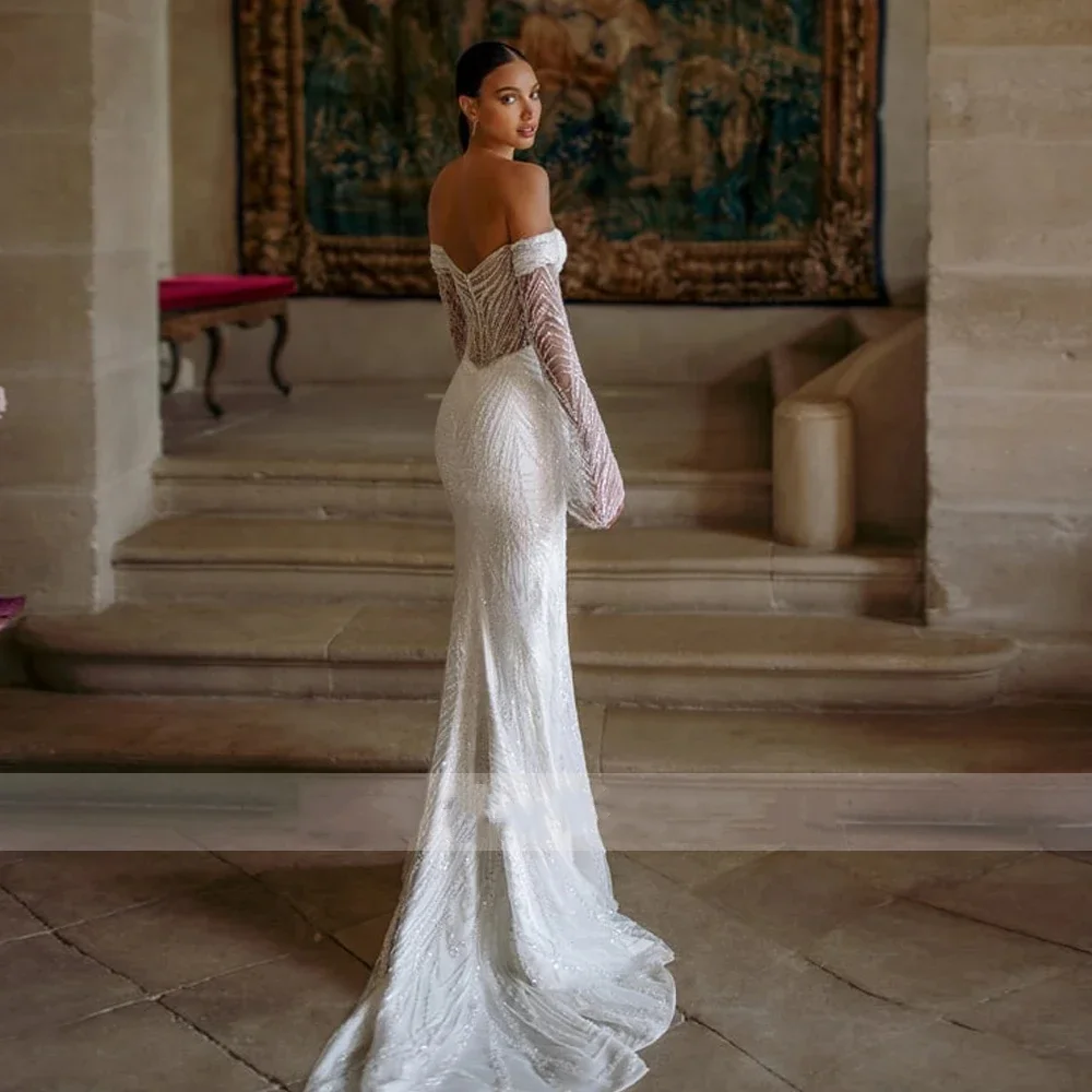 Robes de mariée élégantes modernes personnalisées, sur mesure, pour les patients initiés, avec poignées amovibles, avec appliques en dentelle