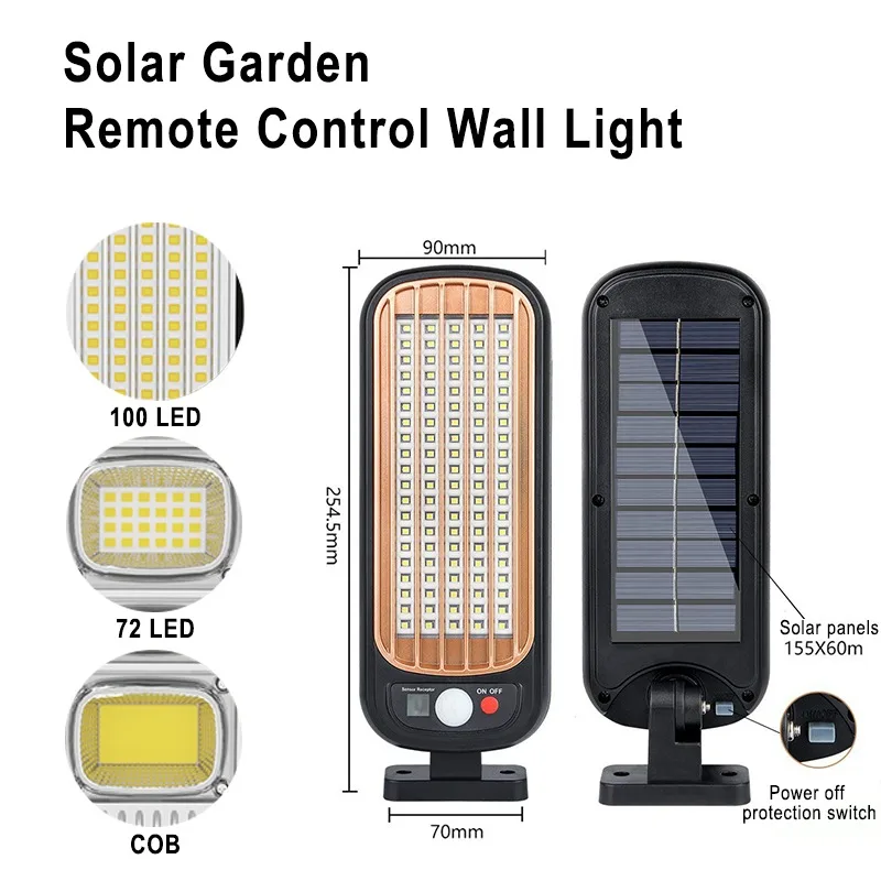 

Solar Outdoor Lights Waterproof LED Garden Decoration Wall Lamp with Bright Lighting Remote Control Motion Sensor Street Light