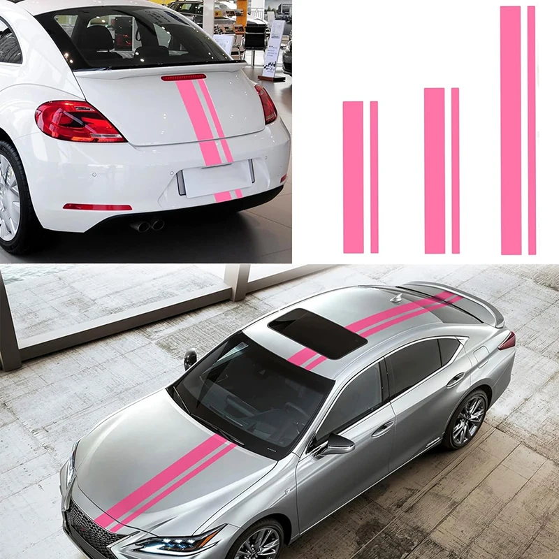 3Pcs Universal Long Strip Vinyl Car Stickers, DIY Decor Decals For Hood Roof Tailgate, Auto Body Tuning Accessories For All Cars