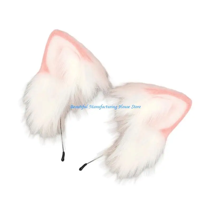 E56a Belvera fascia per le orecchie peluche per festa del cosplay Halloween con disegni morbidi e realistici per per