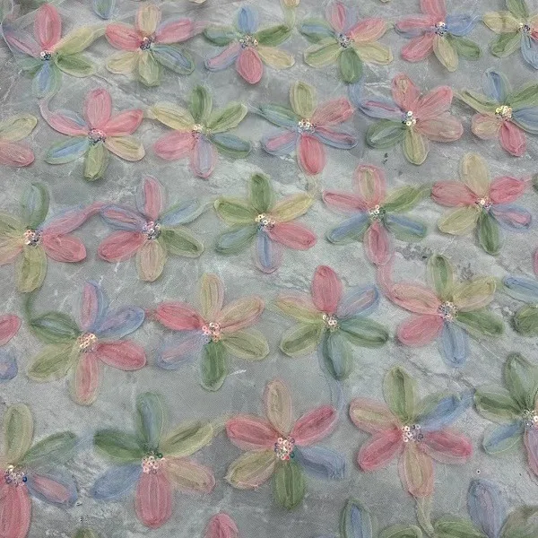 

New High-end Three-dimensional Crabapple Hook Flower Embroidery Lace Fabric Handmade Wedding Dress, Clothing, Accessories