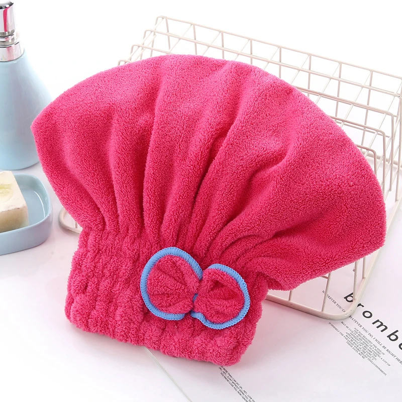 Microfibre Bowknot Wrap Towel Quick Hair Drying Bath Towels Spa Bowknot Wrap Towel Hat Cap for Bath Bathroom Accessories