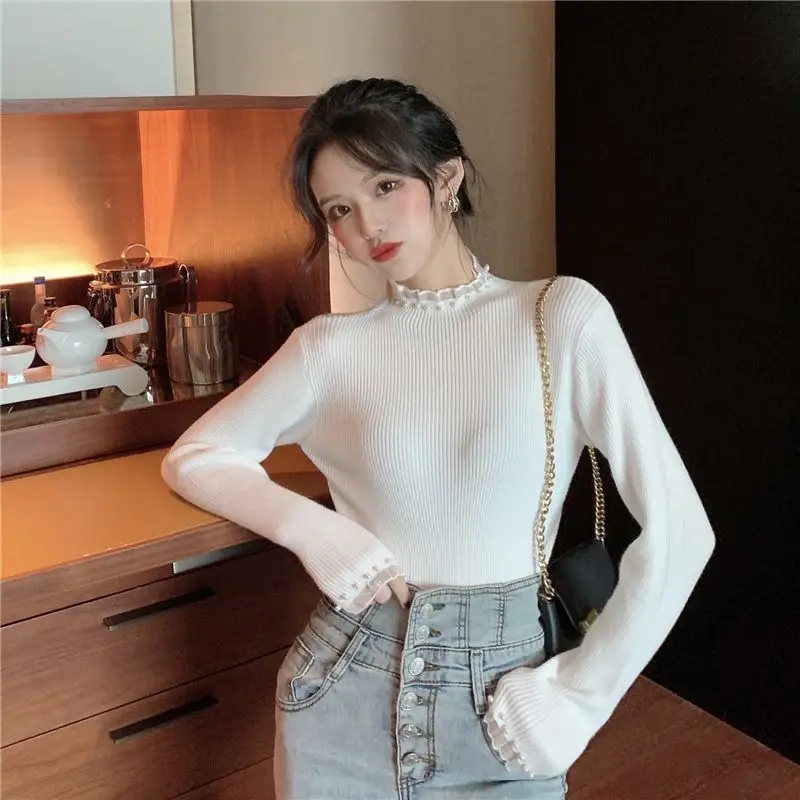 

Women Autumn and Winter Casual Simplicity Solid Color Turtleneck Long Sleeve Knitwear Women Clothes Fashion Elegant Slim Sweater