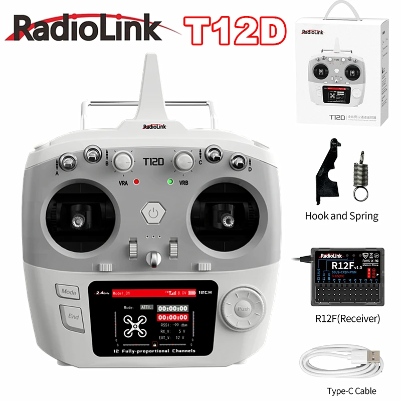 

RadioLink T12D 12-канальный пульт дистанционного управления с восстановительным устройством R12F, дополнительный модуль 2,4G, подходит для радиоуправляемого автомобиля, лодки, крана, сделай сам
