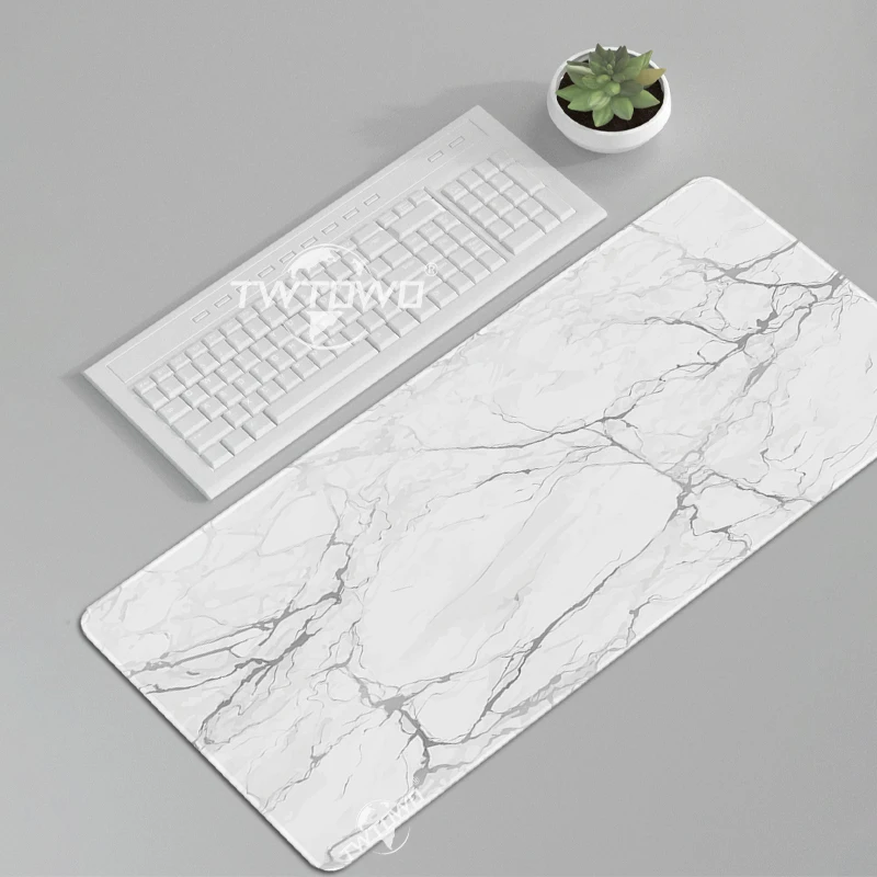 Mauspad Weiß-Grau Marmor Gaming Print-on-Demand Benutzerdefiniertes Großes Computer-Mauspad XXL Mechanisches Tastaturpad Desktop-Mauspad