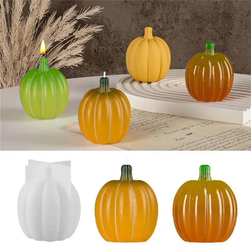 DIY Pumpkin Shape Aromatherapy Candle Ornaments Silicone Mold Halloween Gift Candle Holder Resin Mold Desktop Decoration