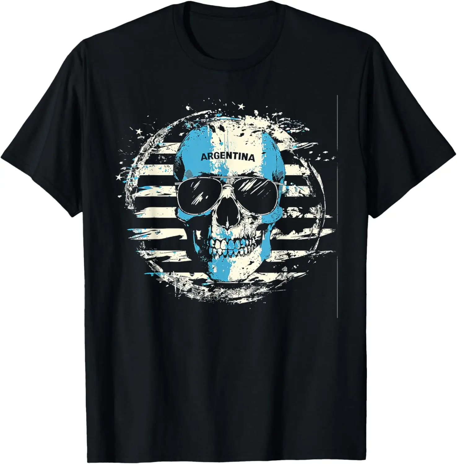 Argentina Flag - Skull Skeleton Vintage Country Family T-Shirt