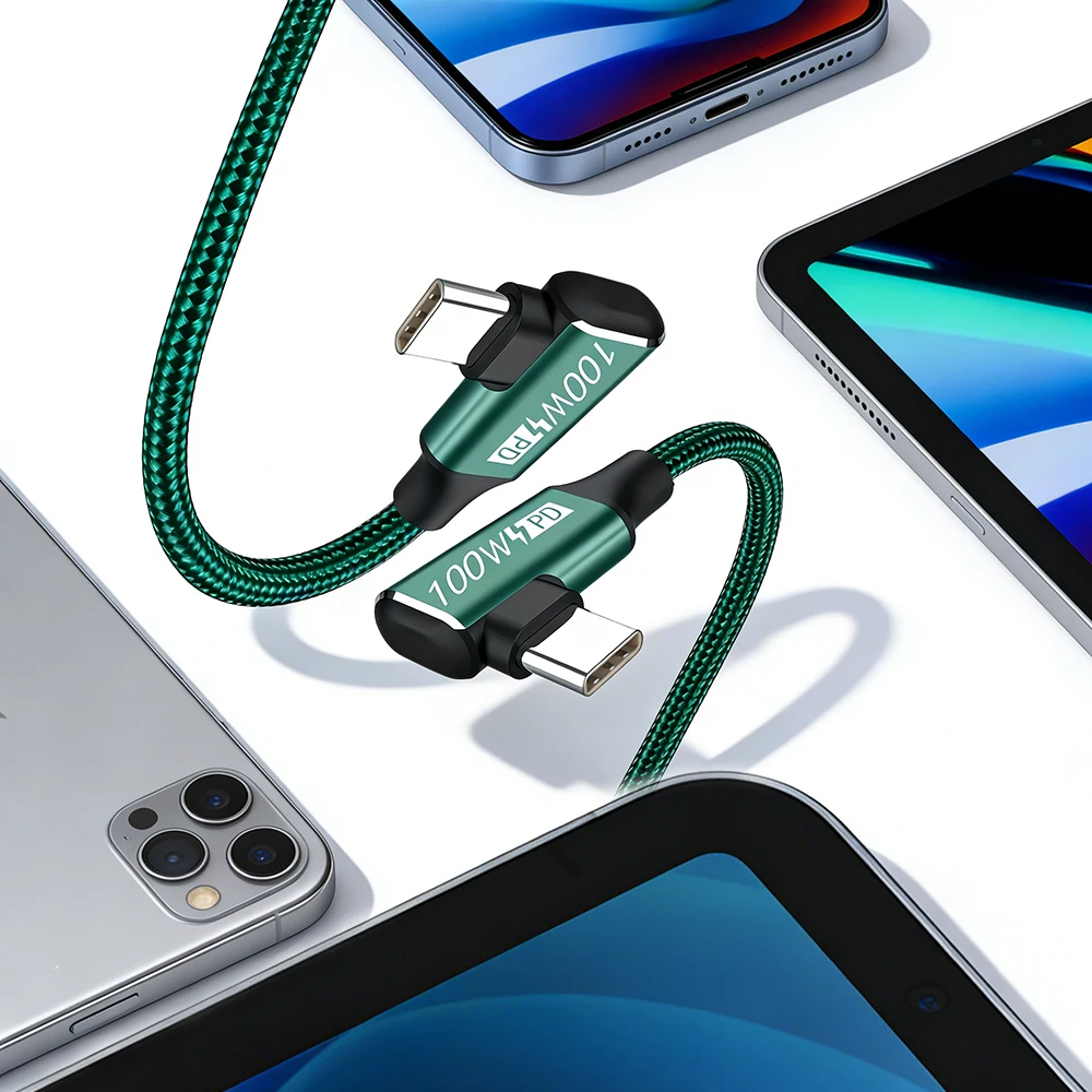 Green 100W Type-C to Type-C Fast Charging Data Cable, Universal for iPhone 16/15 Series, Samsung Galaxy Android Phones & Tablets