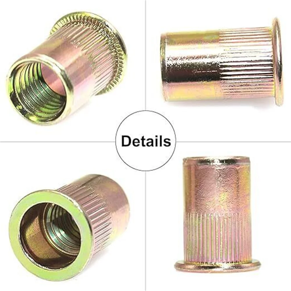 리벳 너트 키트, 오픈 엔드 스레드 리벳 너트 너트 인서트, 탄소강 M4 M5 M6 M8 M10 M12 플랫 헤드 리벳 너트 세트, 300 개 