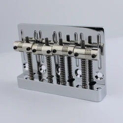 Guyker 4 String High Mass Bass Bridge Chrome With Vintage CNC Machined Brass Saddles Tailpiece for Jazz Bass