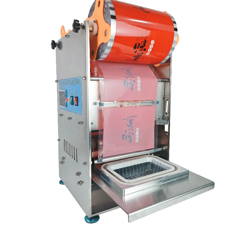 Das heiß verkaufte Heißsiegelgerät für die Lieferung von Lebensmitteln und der Getränkefolie kann im Supermarkt-Deli-Abschnitt verpackt werden