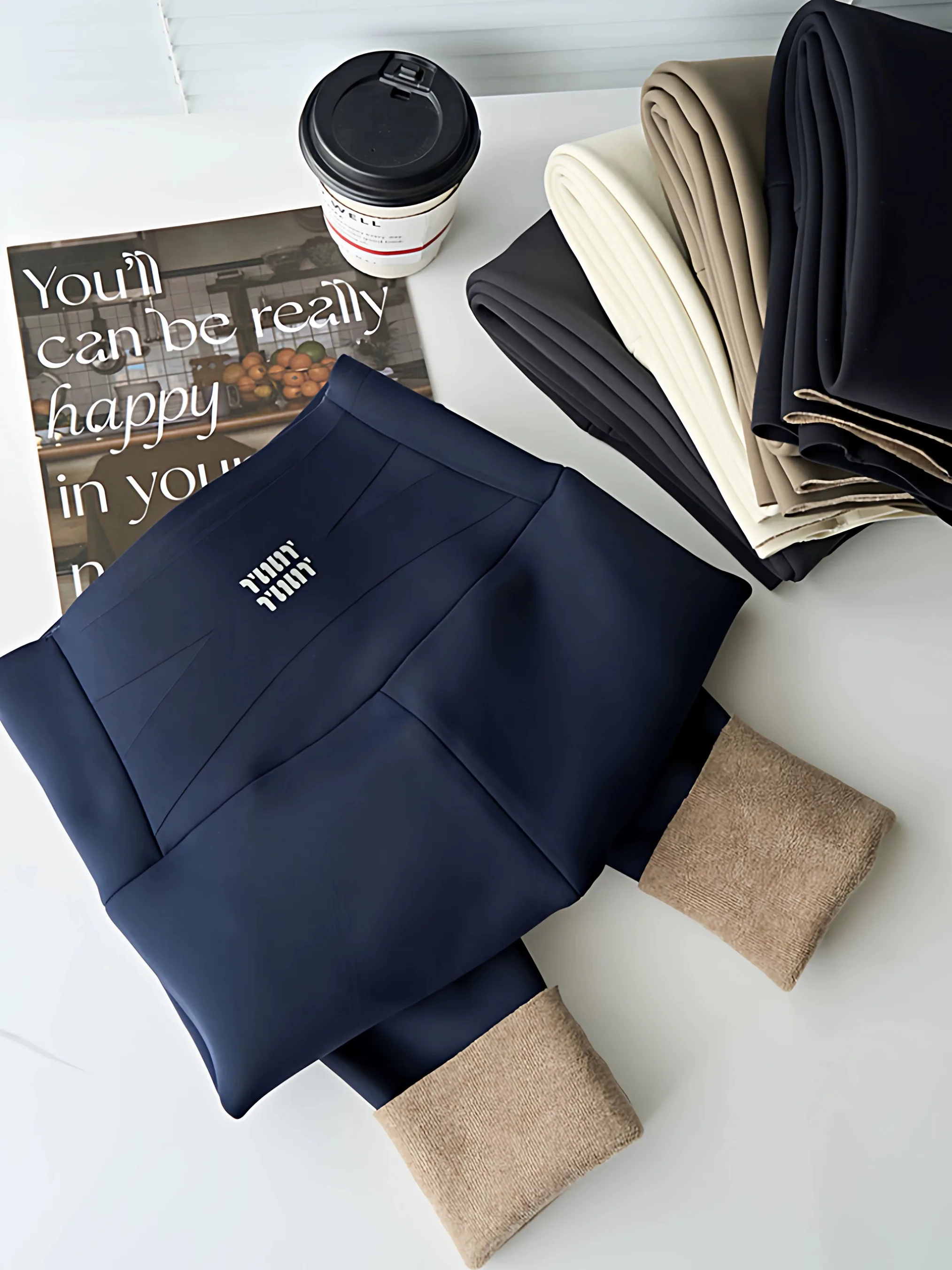 High-Waist Fce-Lined Yoga Pants Women's Autumn Winter Thiened Warm Abdomen Control arkskin Pants Fitn Nine-Piece Pants