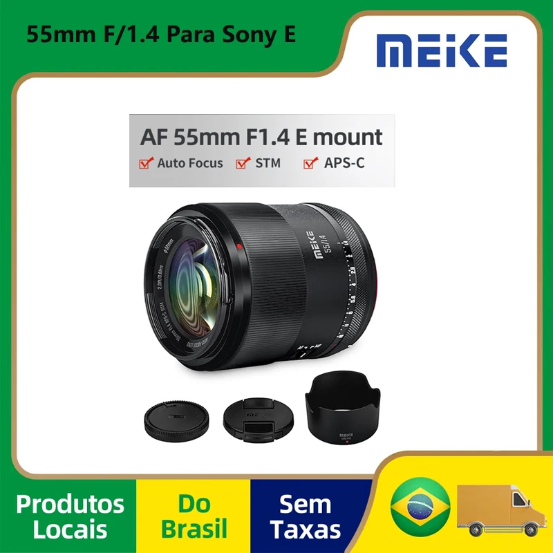Lente de Câmera Meike AF 55mm F1.4 STM APS-C para Sony E