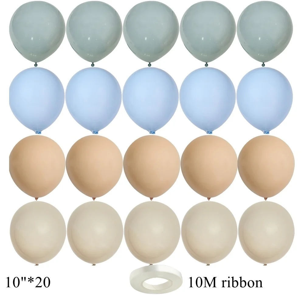 15/20PCS Set di palloncini retrò da 10 pollici palloncini Beige blu Vintage per la decorazione della festa di buon compleanno di nozze forniture per