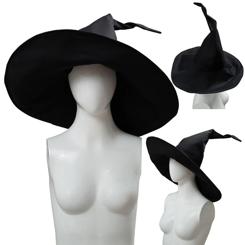 Minerva Mc Gonagall-Sombrero de profesor de Cosplay, gorra negra de bruja, sombrero redondo de mago, accesorios de disfraces, accesorios de fiesta de Halloween