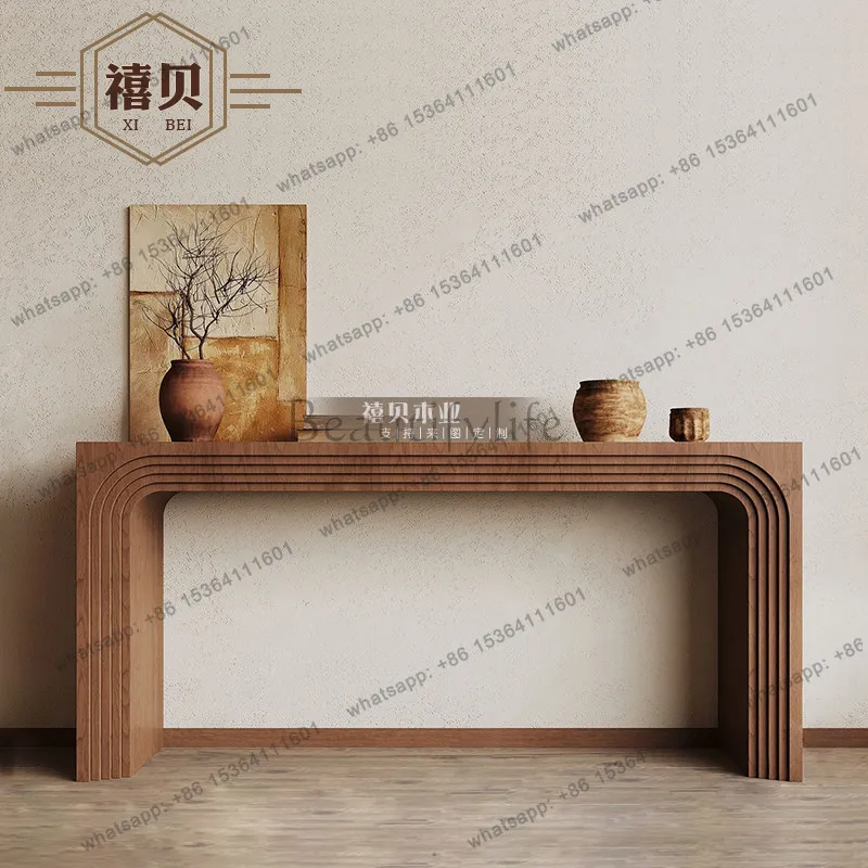 PG Medieval log wind entry foyer porch end view table hotel lobby solid wood case table designer model