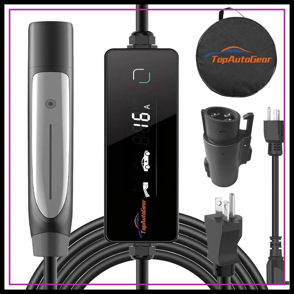 

NACS Portable EV Charger 16A 110V-240V Level 1&2 Compatible with Tesla J1772 Vehicles with Carry Case