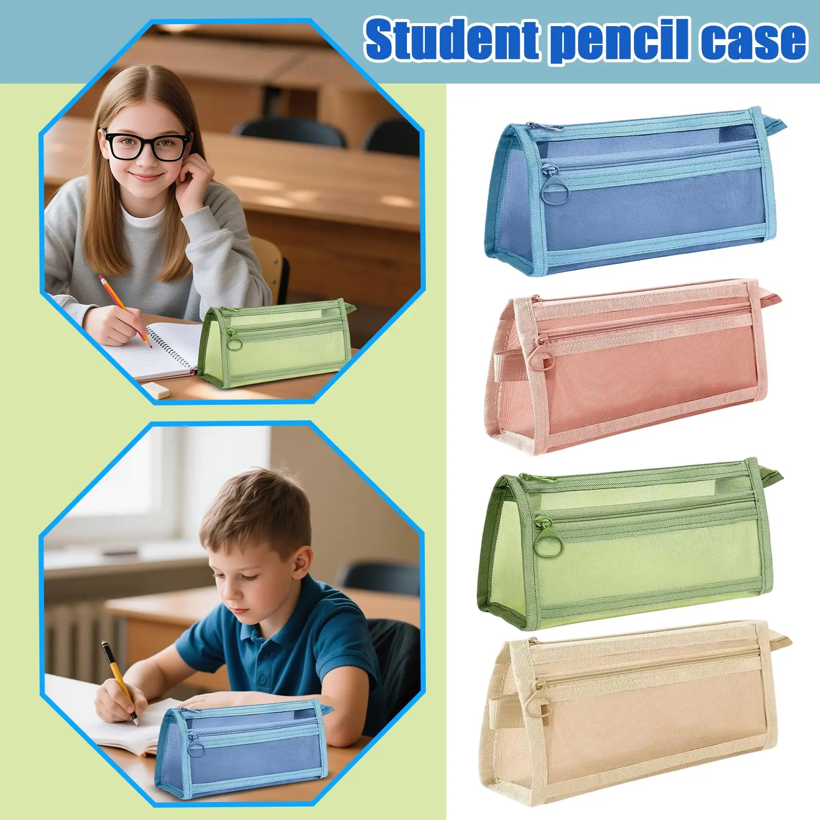 Student Clear Pencil Case Large Capacity School Supplies Organizer Kids Stationery Storage Pouch Junior High School Stationery