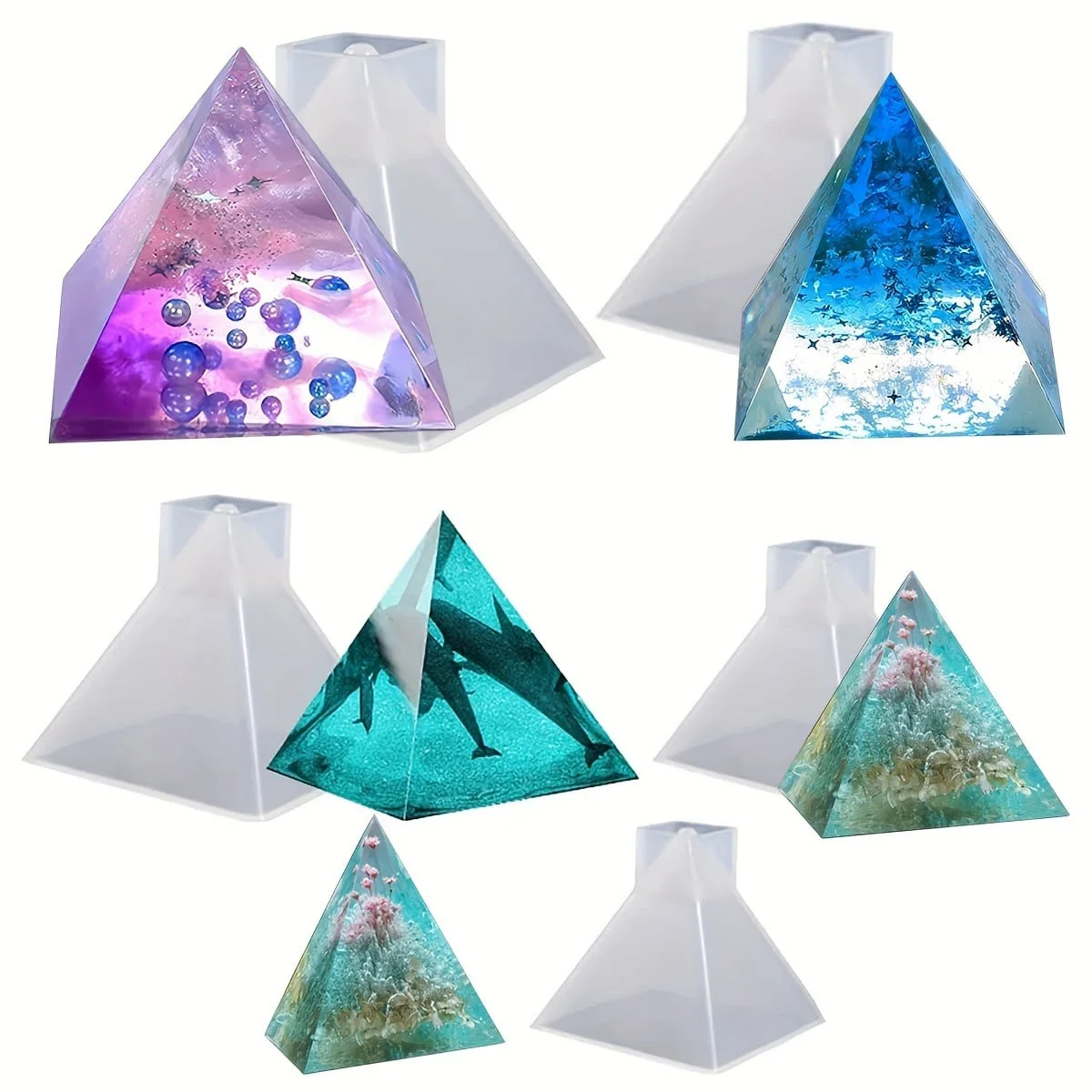 

5 pieces Pyramid Silicone Molds DIY Resin Decorative Craft Jewelry Making Mold Resin Molds For Jewelry