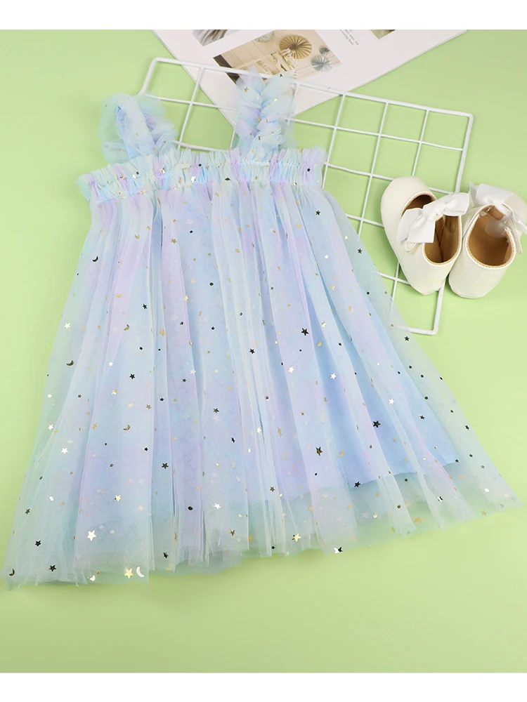 Toddler Baby Girl Dress Rainbow Sequins Tulle Tutu Vestidos 6Months-5 Years Kids Birthday Party Princess Set Infant Summer Sweet