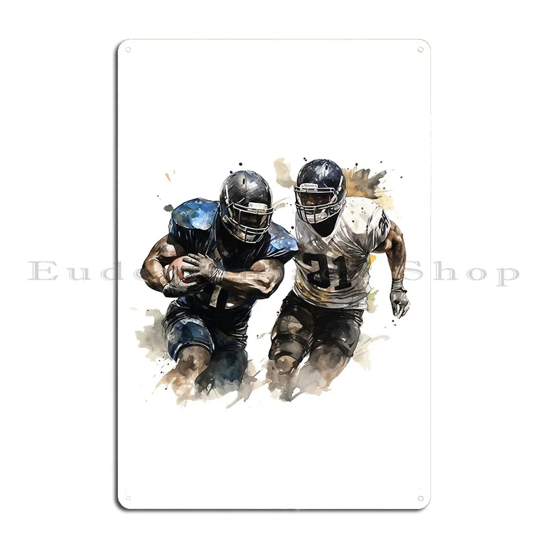 American Football Two Black Men Metal Plaque Poster Wall Decor Create Create Cinema Wall Cave Tin Sign Poster