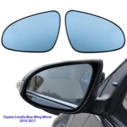 For Toyota Corolla Heated Blue Side Mirror Wing Glass Lens Left and Right Side Mirror 2014 2015 2016 2017