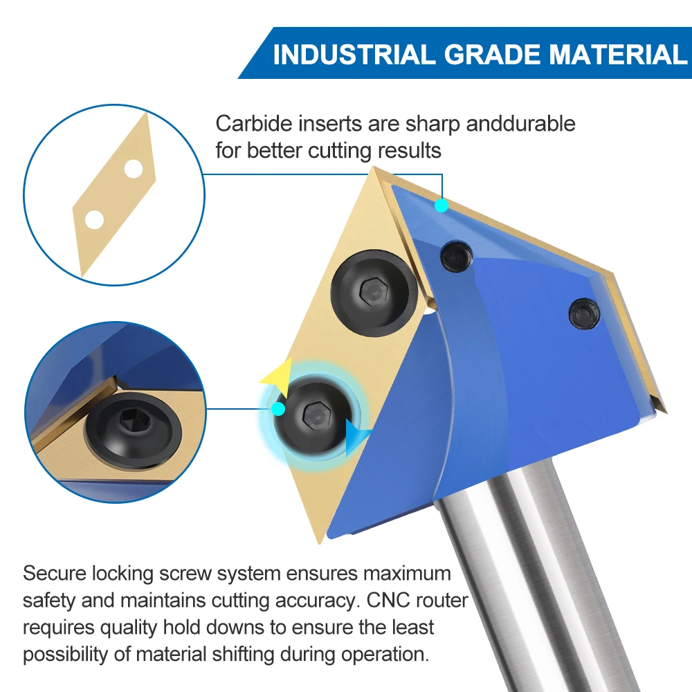 XCAN Milling Cutter 1/2 Shank 90 Degrees V Groove Router Bit Carbide Insert Wood Planer Bit V Slot Engraving Bit for Woodworking