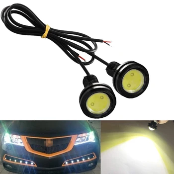 2 個車 DRL イーグルアイ LED 電球 COB 12V 18 ミリメートル/23 ミリメートル 7000 18K ホワイト自動デイタイムランニングフォグライトテールバックアップ警告マーカーランプ