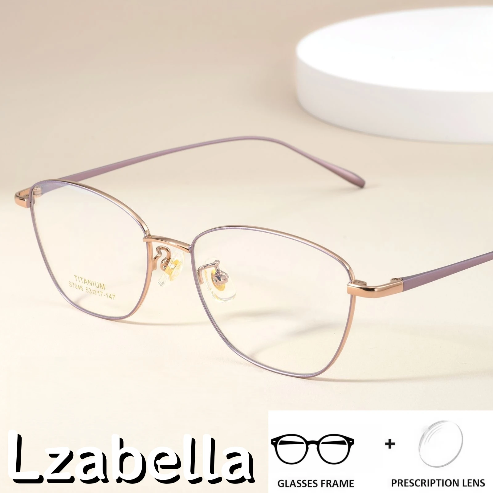 Lzabella Titanium Alloy Cat Women's Frame Ultra Light Fashionable Exquisite Elegant Casual Optical Prescription Glasses S7046