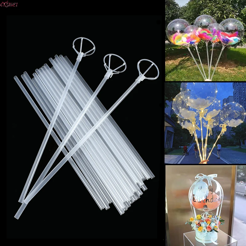 

20pcs 40cm large White Balloon Stick Cups Clear Balloon Bubble Ballons Plastic Rods Holder Cups for Party Balloon Accessories