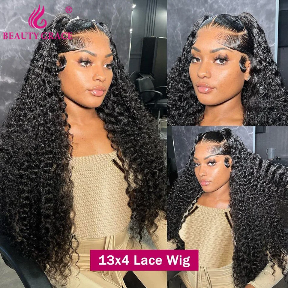 Curly Wigs Human Hair Lace Frontal Wig 13x4 Lace Front Human Hair Wigs Water Wave 250 Density 4x4 Closure Wig Human Hair Wig