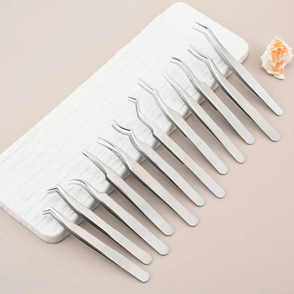 Pinzette per ciglia Pinzette per ciglia finte super dure Kit per trucco Strumenti Pinzette in acciaio inossidabile per trucco ciglia