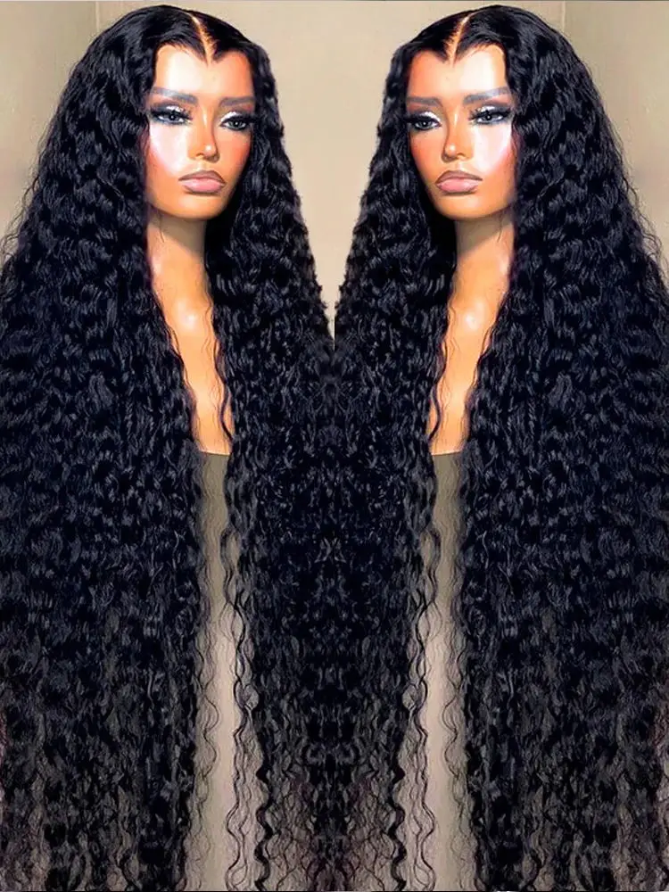 40inch Wear Go Wig Brazilian Water Wave 7x5 HD Glueless Pre Plucked Ready To Go Deep Curly Human Hair Wigs For Women On Sale