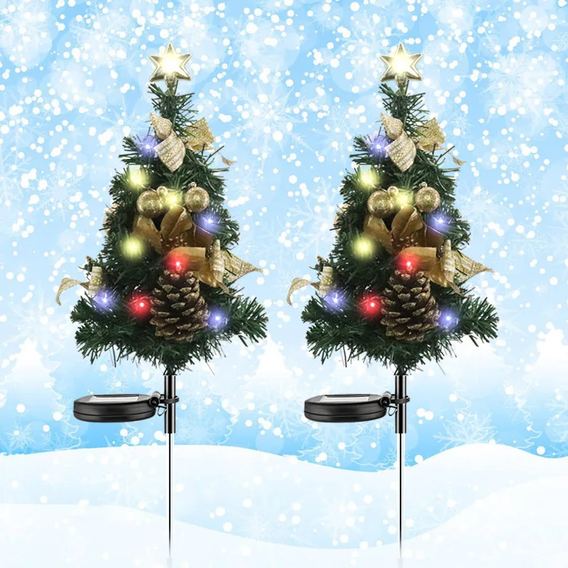 

New Solar LED Four-color Christmas Tree Floor Lamp Outdoor Decoration Christmas Courtyard Lawn Garden Landscape Lights