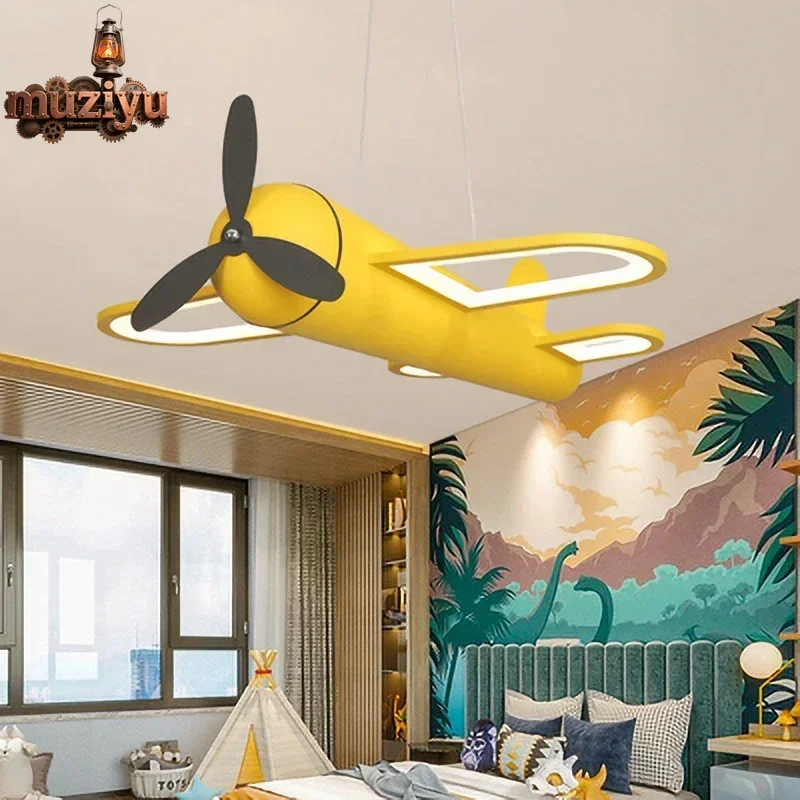 

Muziyu мультяшная железная люстра в форме бабочки в форме самолета, креативная простая высококачественная детская лампа, декор для спальни, детского сада