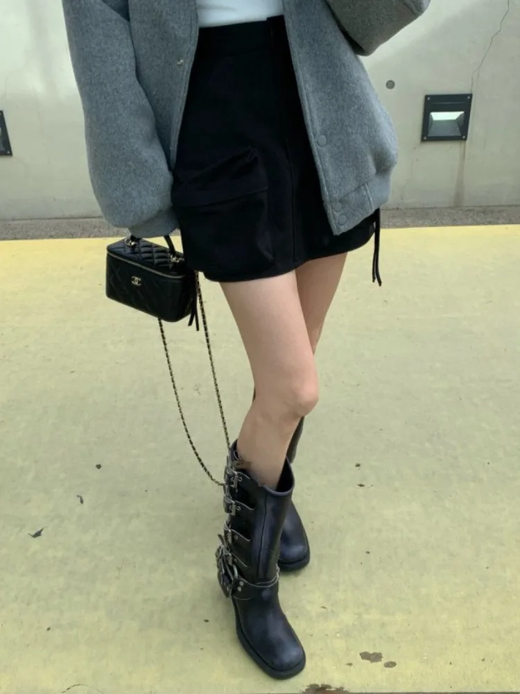 กระโปรงทรงเอ สไตล์เกาหลีใหม่ ฤดูใบไม้ร่วงต้นปี 2025  ทำงานได้หลากหลาย  กระโปรงยาวทรงเอ  ดีไซน์เก๋  สีพื้น