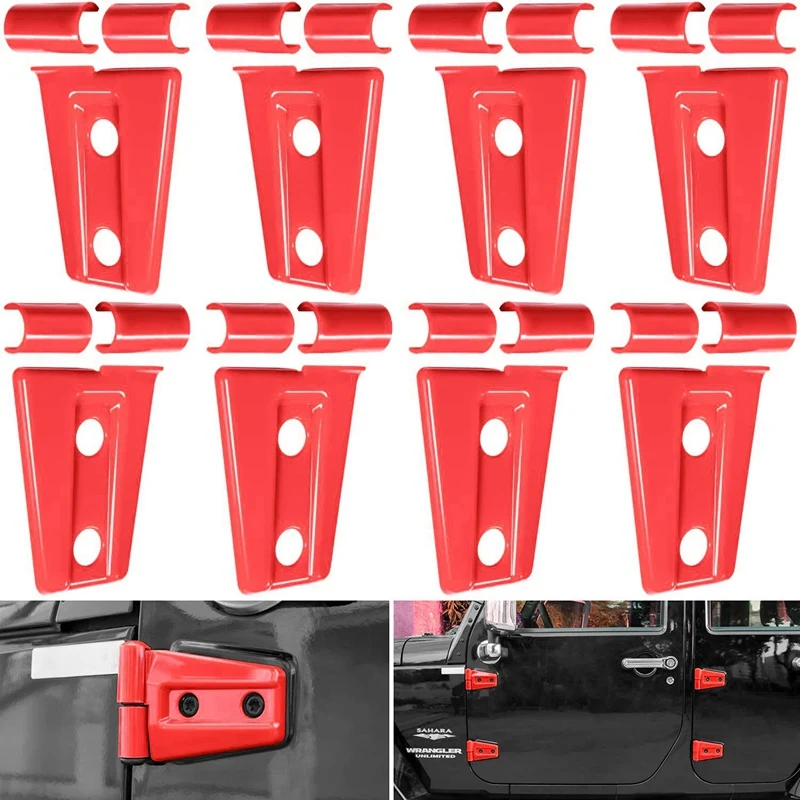 24Pcs/Set Car Door Hinge Cover Trim Exterior Accessories For Jeep Wrangler JK JKU Sport Rubicon Sahara X 2007-2018 Red