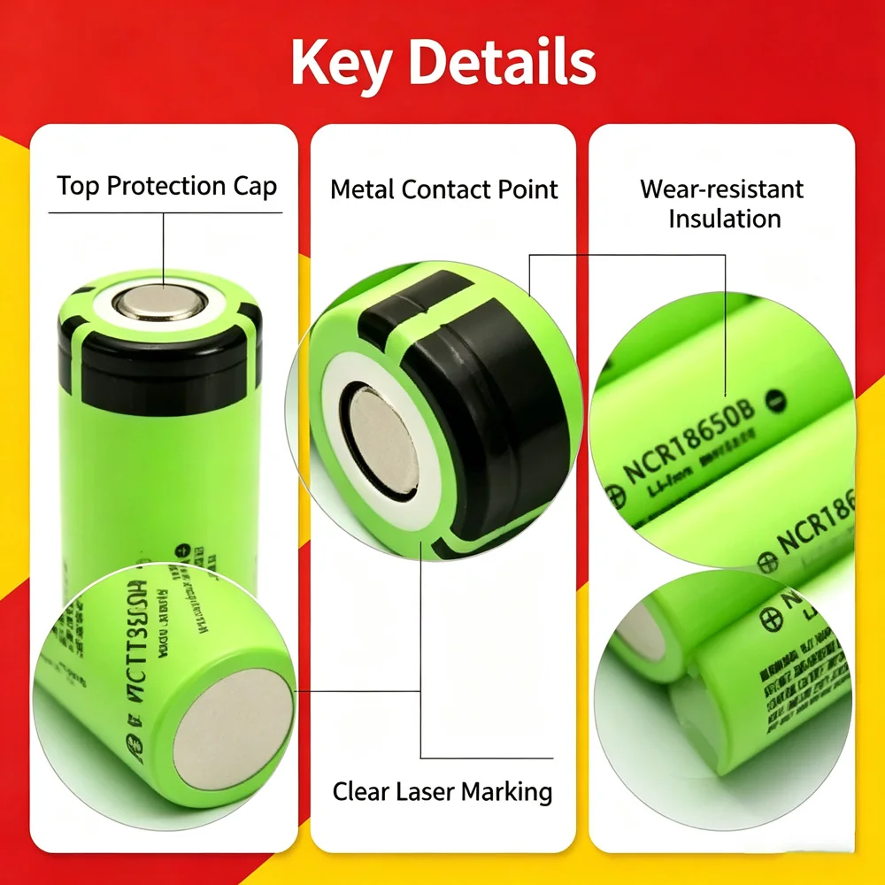 18650 NCR18650B 3400mAh Li‑ion Rechargeable Battery 3.7V 12.58Wh Bare Cell For Powerbank Torch Portable Device Battery Assembly
