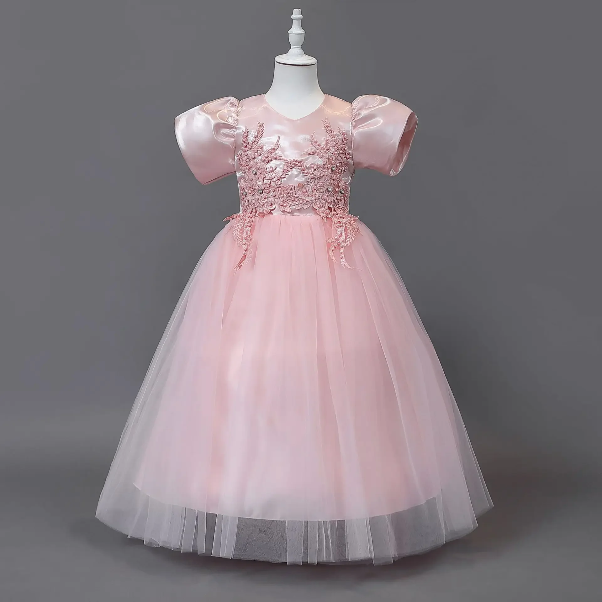 New FashionChildren Princess  Children's Dress Candy Colored Fluffy Girl Piano Performance Dress Jacquard Dress