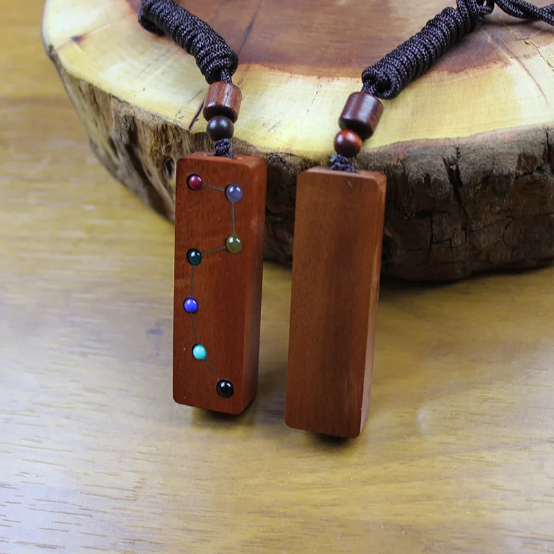 

Chinese Traditional Thunderstruck Jujube Wood Pendant Seven Color Beads Big Dipper Lucky Amulet Wealth Attracting Good Fortune