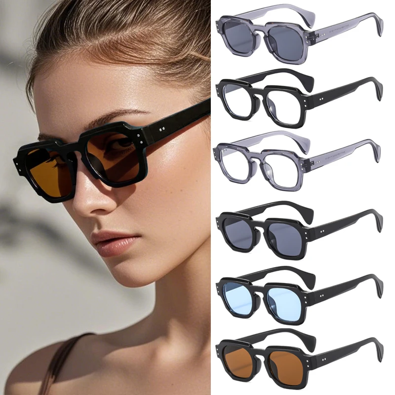 

6pcs Pack Fashion Square Sunglasses Women Luxury Brand Sun Glasses Men Outdoor Driving Trendy Grey Glasses Shades Unisex
