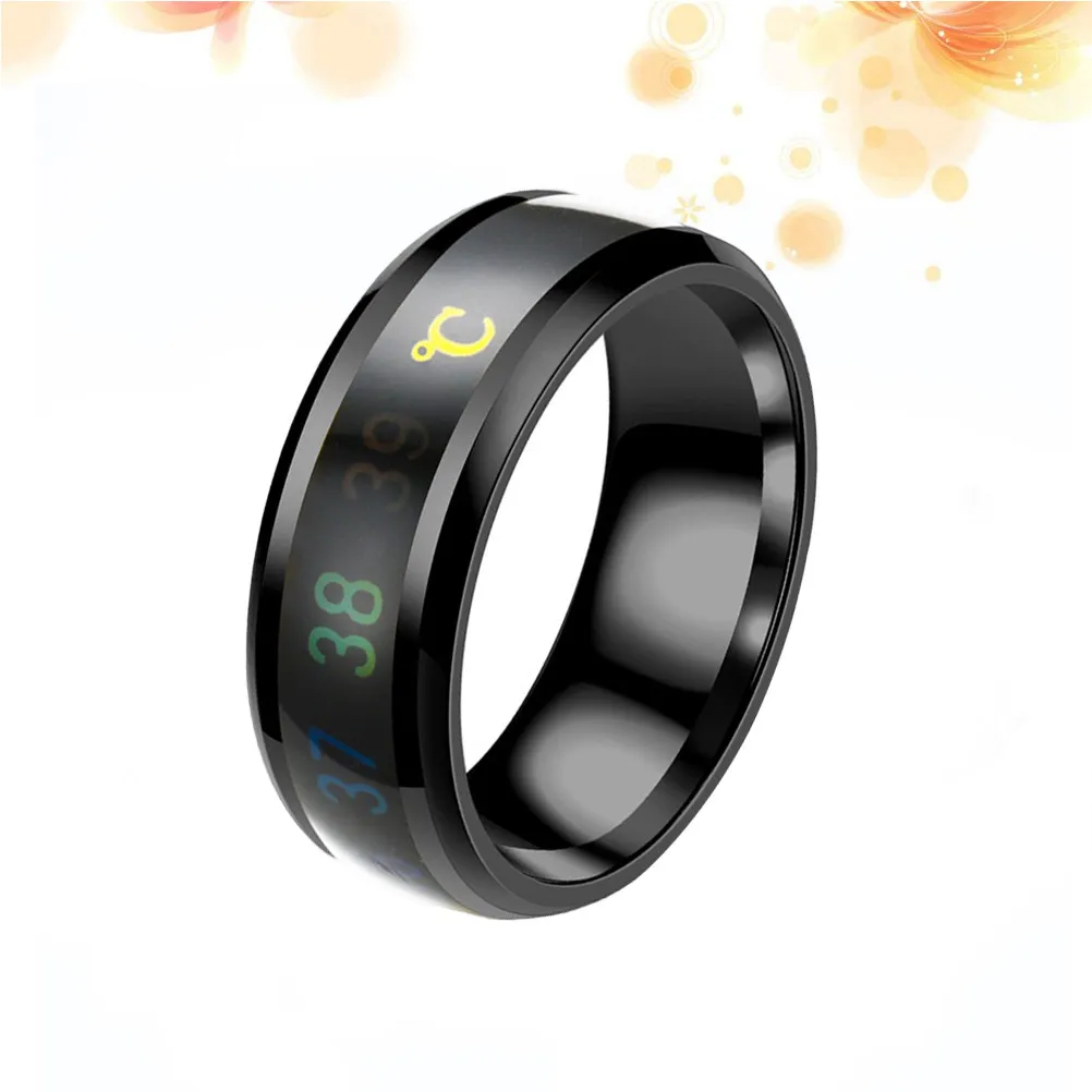 1Pcs Non Deformable Titanium Steel Thermal Sensing Ring Color Changing Mood Ring Unisex Finger Jewelry Size 8 Number Printed