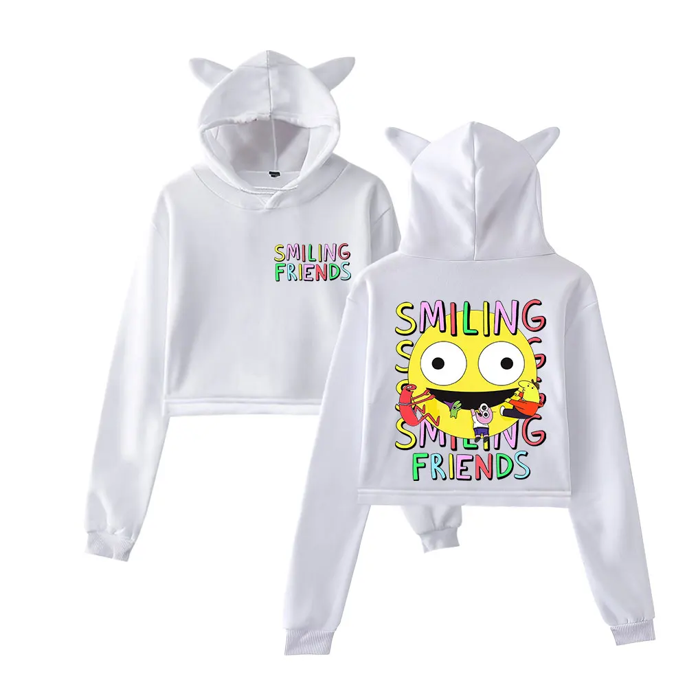 Smiling Friends Alan & Gleb Friends Hoodies retro Women Men Merch Hoodies Sports Sweatshirts for Girls Cat Ear Crop Fashion 