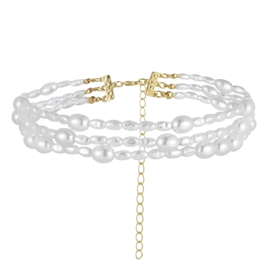 Gargantilla de cadena de perlas de imitación para mujer, Collar de cuentas de temperamento elegante, joyería para fiesta y boda, novedad de 2024