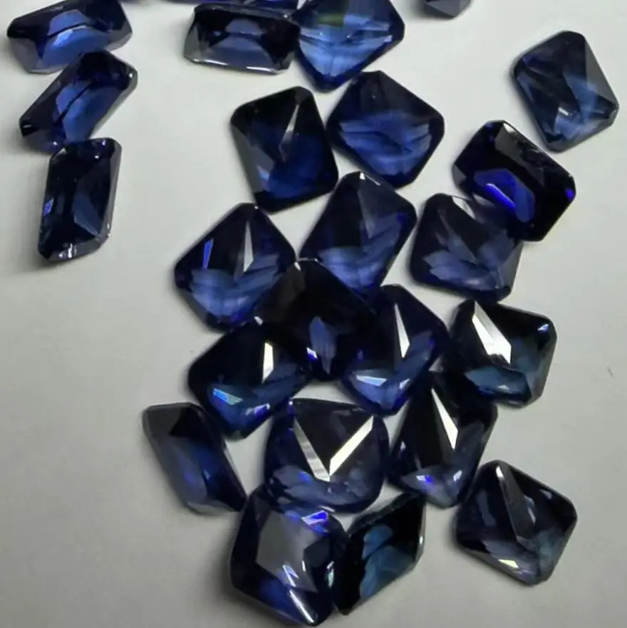 Size 6*8mm~8*10mm Octangle Shape Blue Cubic Zirconia Stone 5A Rhodolite CZ Stones Synthetic Gems For Jewelry Making