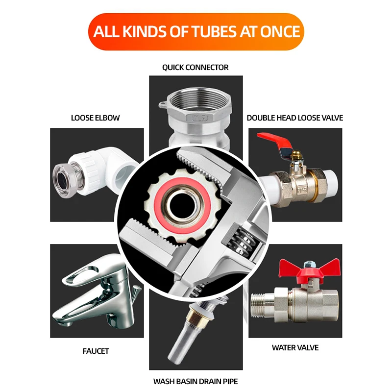 ARAJ Multi-Function Adjustable Wrench, With scales Universal Spanner, Large Open Repair Tool for Water Pipe & Bathroom