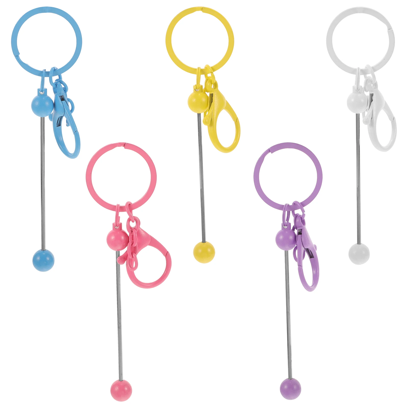 

5pcs Bead Zinc Alloy Beaded Beadable Bar Key Chain Bar Portable Reusable DIY Metal Crafting Keychains H bags Accessories
