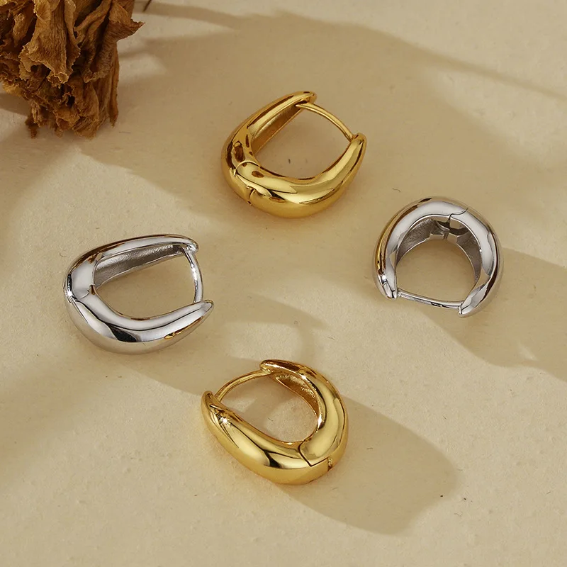 Dave&di 925 Sterling SilverTrendy Minimalist Ear Buckle With Women's Wave Geometric Design High-end And Versatile Earrings Ho