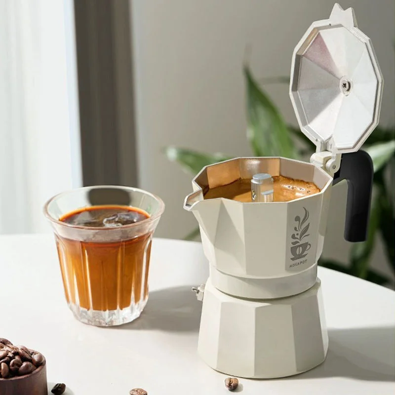 Aluminum Alloy Moka Pot Double Valve Coffee Maker Handheld Portable Mini Moka Pot for Brewing Coffee